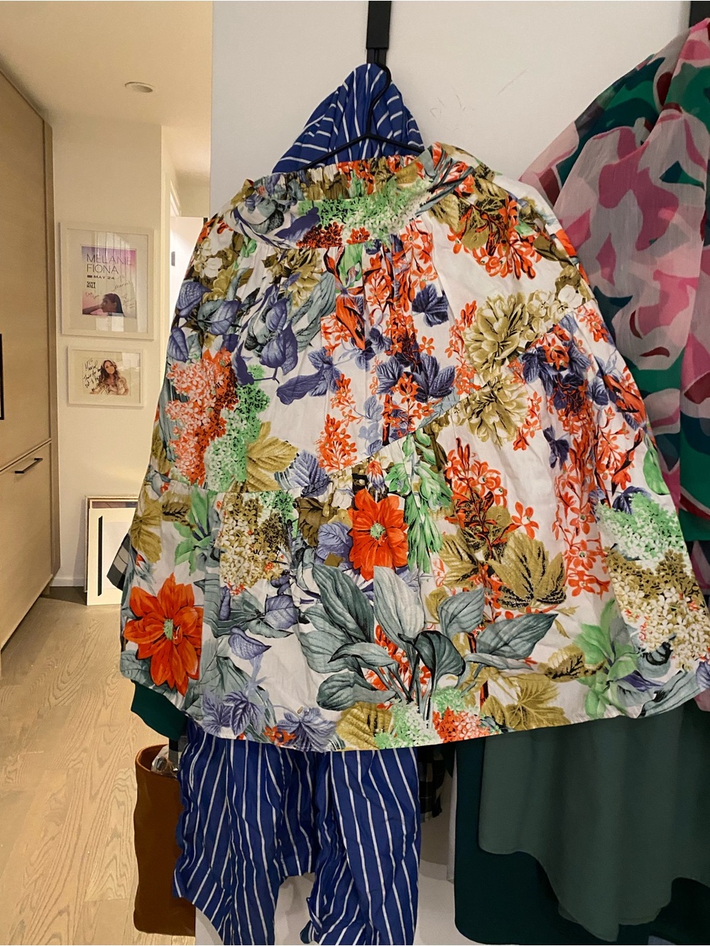 Zara Floral Tiered A-Line Skirt in White and Orange